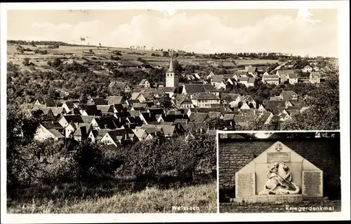 Ak Weissach in Württemberg, Kriegerdenkmal, Totalansicht