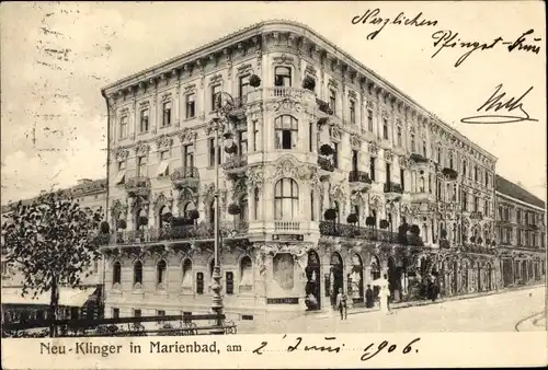 Ak Mariánské Lázně Marienbad Reg. Karlsbad, Hotel Neu Klinger