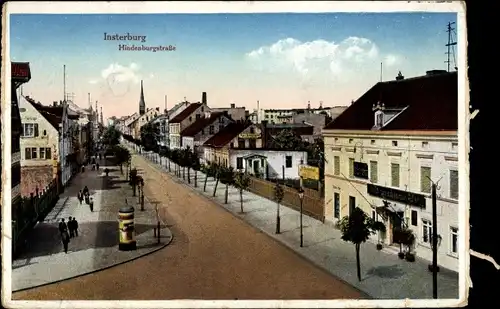 Ak Tschernjachowsk Insterburg Ostpreußen, Hindenburgstraße, Hotel zum schwarzen Adler