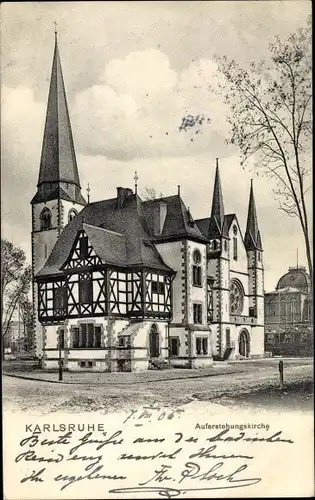 Ak Karlsruhe in Baden, Auferstehungskirche