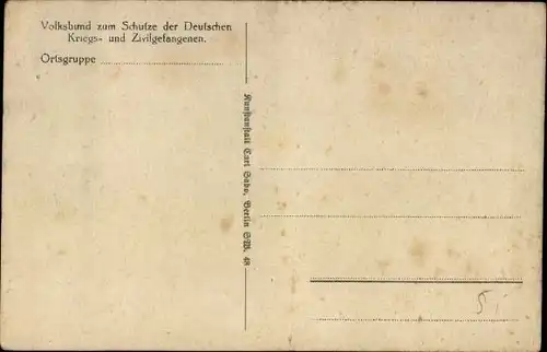 Ak Volksbund zum Schutz der Deutschen Kriegs- und Zivilgefangene, Soldat, Stacheldrahtzaun