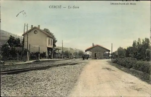 Ak Cercié Rhône, Bahnhof, Gleisseite