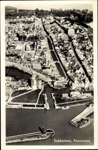 Ak Enkhuizen Nordholland Niederlande, Fliegeraufnahme, Hafen