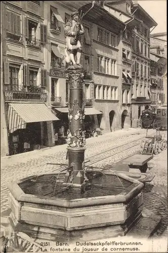 Ak Bern, Dudelsackpfeifferbrunnen, Kipfer Druckerei