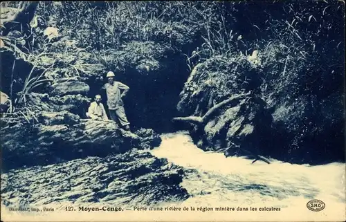 Ak Repubik Kongo Englisch Kongo, ein Fluss in der Kalksteinabbauregion