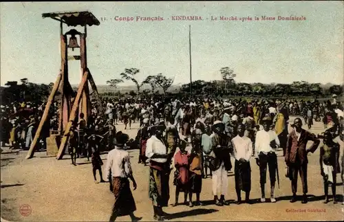 Ak Kindamba Französisch Kongo, Der Markt nach der Sonntagsmesse