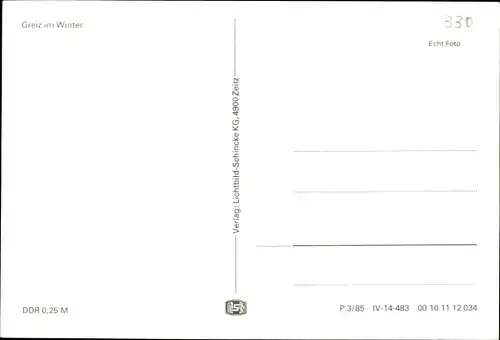 Ak Greiz im Vogtland, Winteransicht