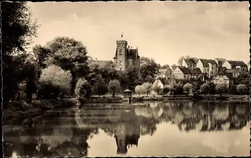 Ak Ronneburg in Thüringen, Schloss mit Baderteich