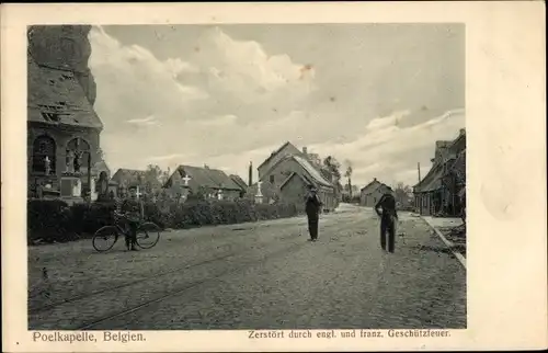 Ak Langemark Poelkapelle Westflandern, Zerstört durch englische und französische Geschützfeuer,I. WK