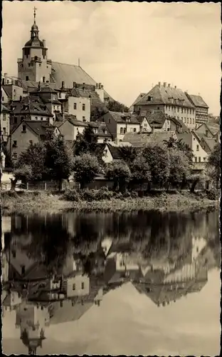 Ak Ronneburg Thüringen, Wasserpartie, Kirche, Ort