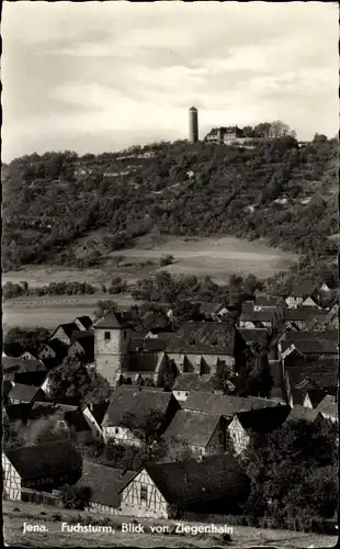 Ak Jena in Thüringen, Fuchsturm, Blick von Ziegenhain, Kirche