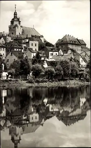 Ak Ronneburg Thüringen, Wasserpartie, Kirche, Ort