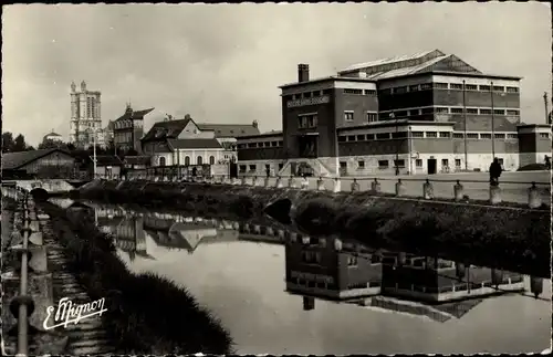 Ak Troyes Aube, La Piscine, Le Clocher de la Cathedrale, Le Pont du 14 Juillet au Port au Bois