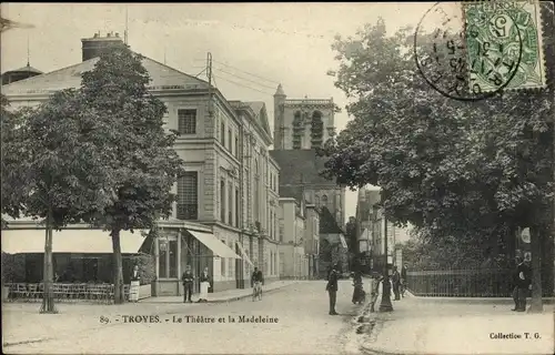 Ak Troyes Aube, Le Theatre et la Madeleine