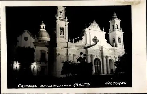 Ak Salta Argentinien, Catedral Metropolitana bei Nacht