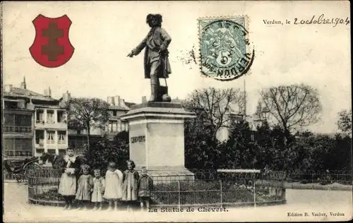 Postkarte Verdun-Meuse, Statue von Chevert