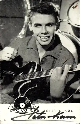 Ak Sänger und Schauspieler Peter Kraus, Portrait, Gitarre, Autogramm