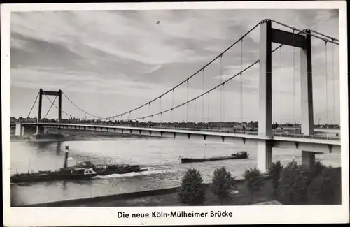 Ak Köln am Rhein, Köln-Mülheimer Brücke, Dampfer
