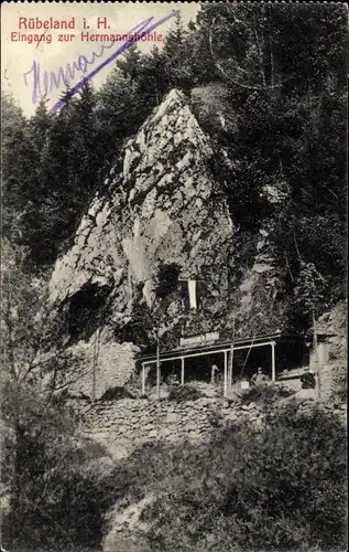 Ak Rübeland Oberharz am Brocken, Eingang zur Hermannshöhle