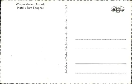 Ak Walporzheim Bad Neuenahr Ahrweiler, Hotel Zum Sänger