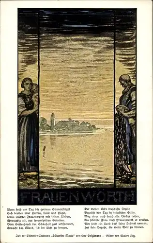 Künstler Ak Fraueninsel Gemeinde Chiemsee, Kloster Frauenchiemsee, Frauenwörth