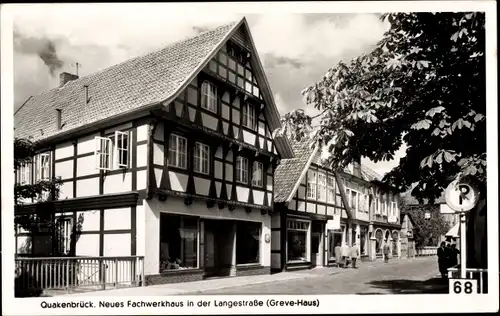 Ak Quakenbrück in Niedersachsen, Neues Fachwerkhaus, Langestraße, Greve Haus
