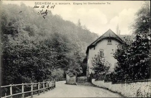 Ak Seeheim Jugenheim an der Bergstraße, Eingang ins Oberbeerbacher Tal