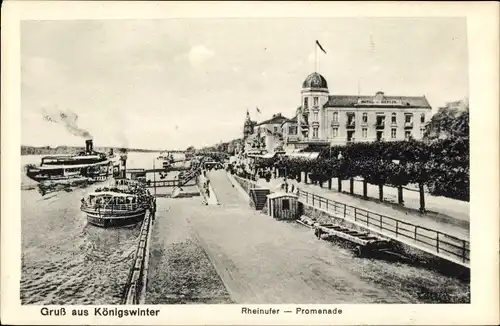 Ak Königswinter am Rhein, Rheinufer, Promenade