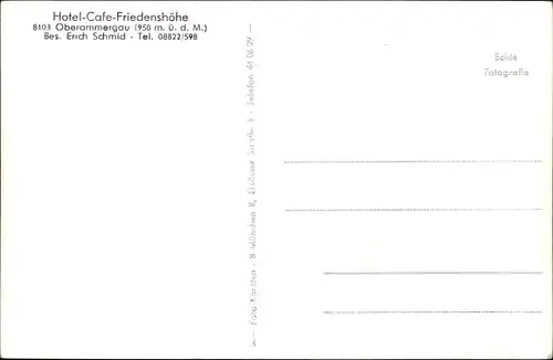 Ak Oberammergau in Oberbayern, Hotel-Cafe Friedenshöhe