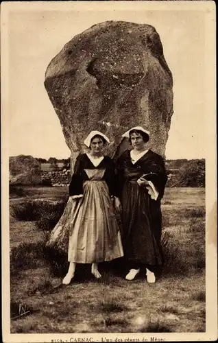 Ak Carnac Morbihan, Frauen in Volkstracht, Bretagne