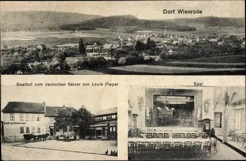 Ak Wienrode Blankenburg am Harz, Panorama, Gasthof zum deutschen Kaiser, Saal