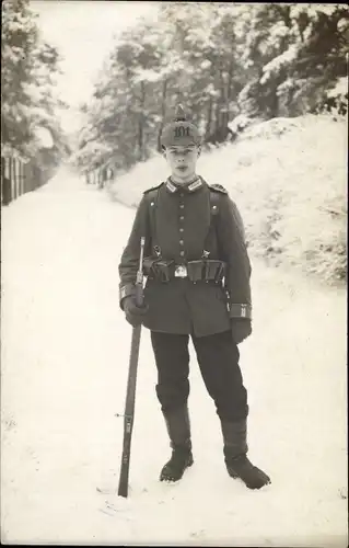 Foto Ak Deutscher Soldat in Uniform, Regiment 101, Winter, Portrait, I WK