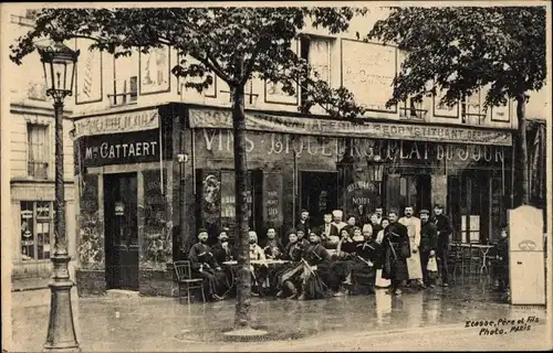 Ak Paris, Restaurant, Gäste, Straßenbeleuchtung