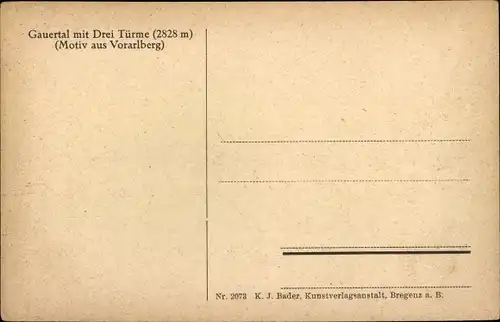 Ak Gauertal Vorarlberg, Panorama mit Drei Türme