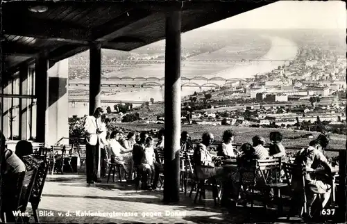 Ak Wien 19. Döbling Österreich, Blick v. d. Kahlenbergterrasse gegen Donau