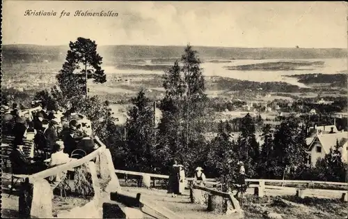 Ak Kristiania Christiania Oslo Norwegen, fra Holmenkollen