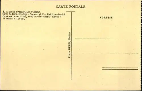 Ak Diekirch Luxemburg, S. A. de la Brasserie, Cave de fermentation, Cave en beton arme