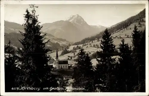 Ak Kirchberg in Tirol, Ortsansicht mit Großem Rettenstein, Kirche