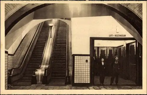 Ak Antwerpen Anvers Flandern, Tunnel pour pietons, Ascenseur et escaliers roulants