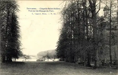 Ak Tervuren Tervueren Flämisch Brabant Flandern, Chapelle Saint-Hubert, Vue sur les Etangs du Parc