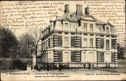 Ak Moerbeke Waas Waes Ostflandern Belgien, Schloss des Bürgermeisters