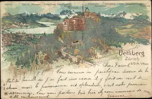 Litho Zürich Stadt Schweiz, Uetliberg