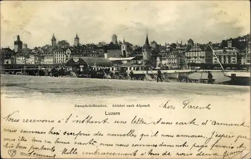 Ak Luzern Stadt Schweiz, Dampfschiffstation