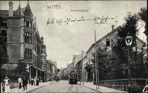 Ak Witten an der Ruhr, Ruhrstraße, Straßenbahn