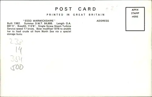 Ak Tanker Esso Warwickshire