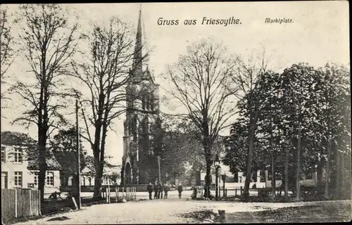 Ak Friesoythe im Oldenburger Münsterland, Marktplatz, Kirche