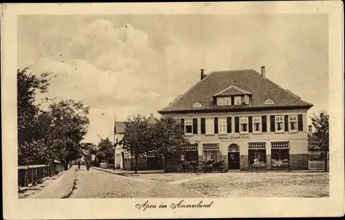 Ak Apen in Oldenburg Ammerland, Straßenpartie, Kutsche, Handlung