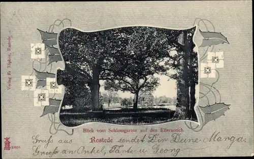 Passepartout Ak Rastede in Oldenburg, Ellernteich, Schlossgarten