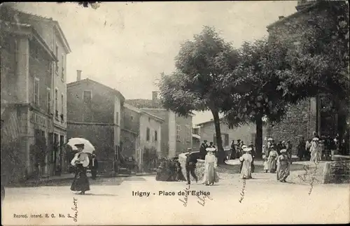 Ak Irigny Rhône, Kirchplatz