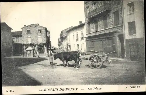 Postkarte Saint Romain de Popey Rhône, La Place